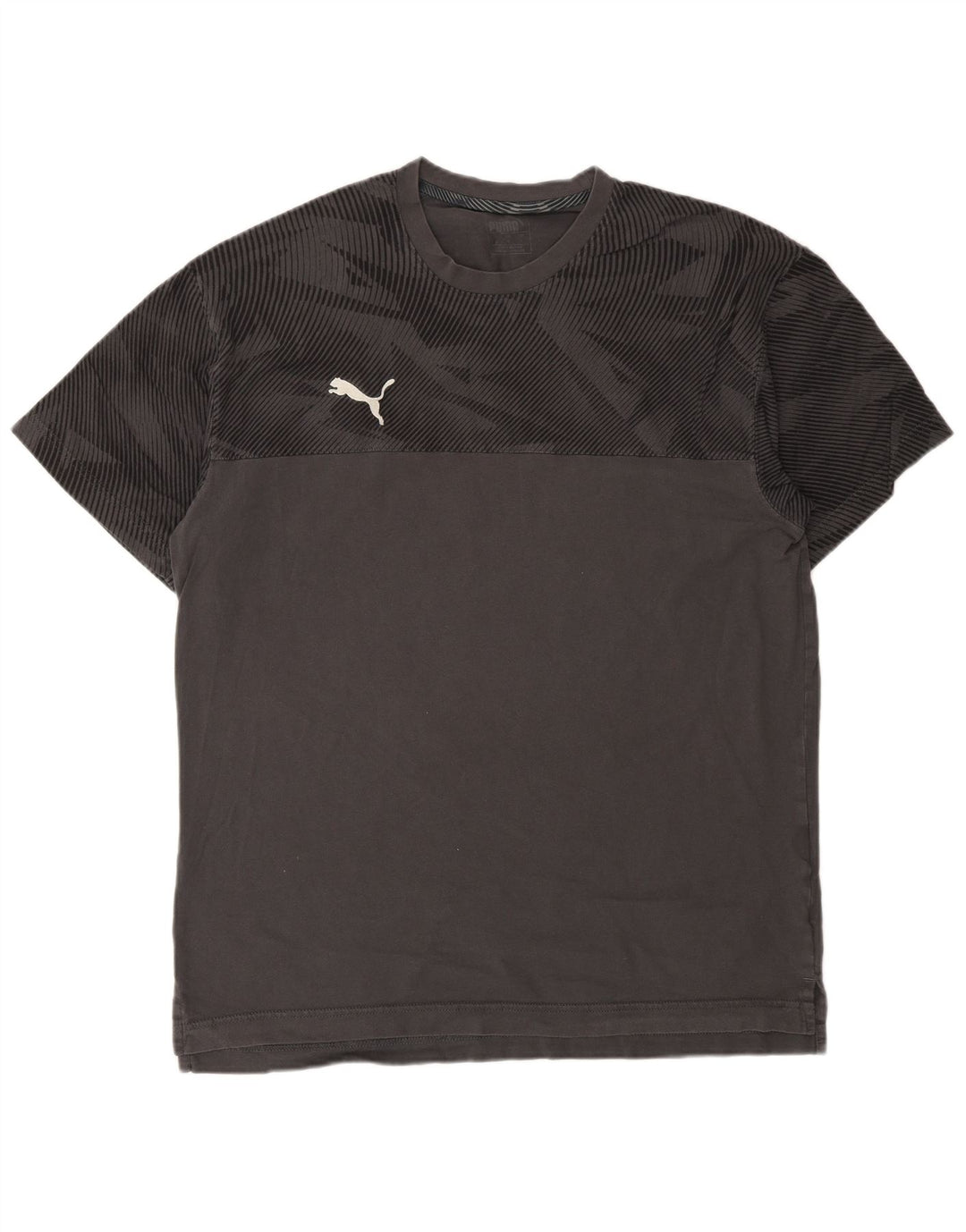 Puma Herren T-Shirt Top Große graue geometrische Baumwolle