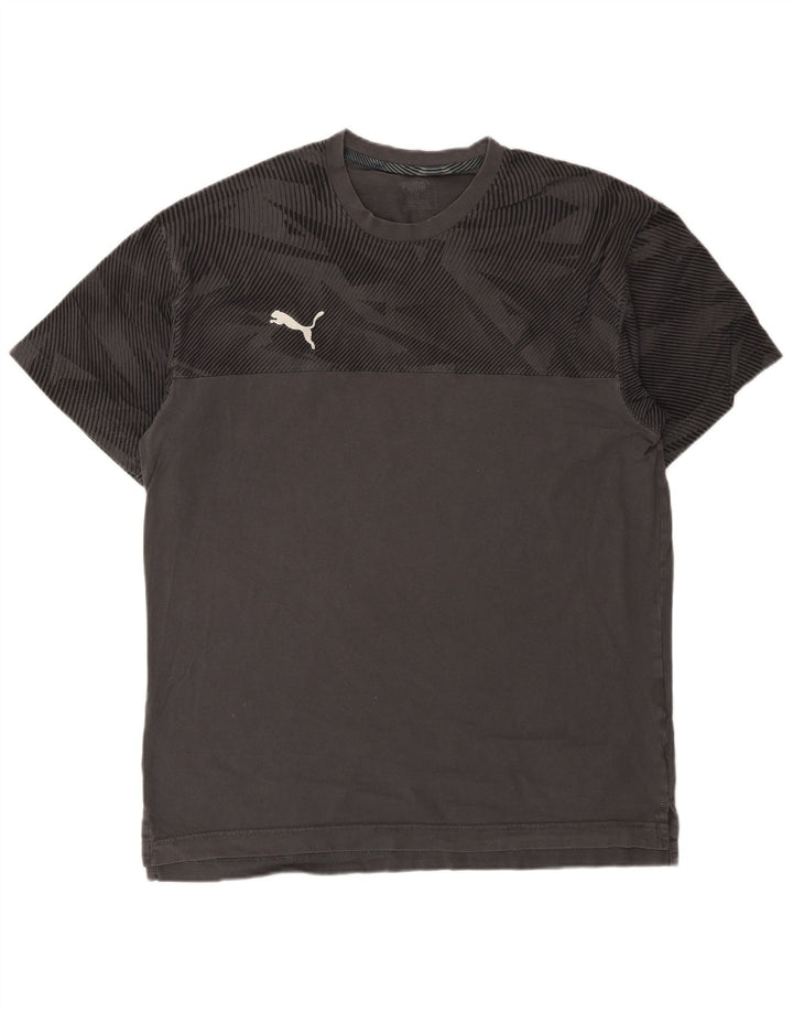 Puma Herren T-Shirt Top Große graue geometrische Baumwolle