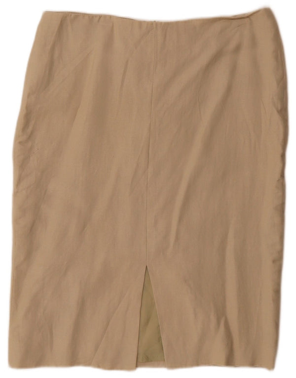 Vintage Womens Pencil Skirt EU 46 XL W32 Beige Viscose