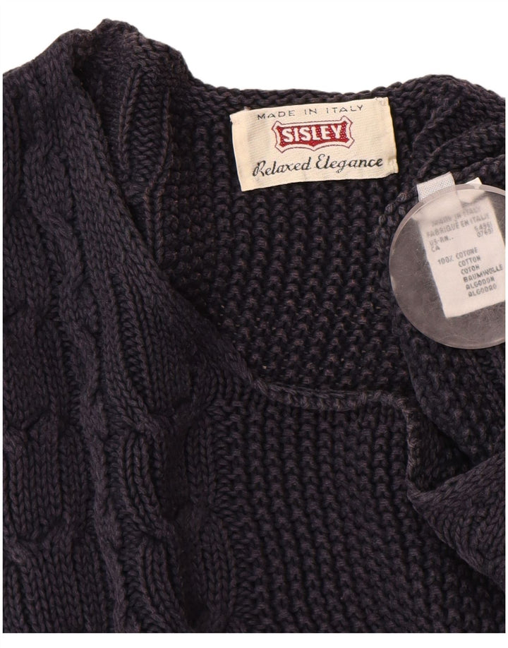 SISLEY Damen-Pullover mit U-Boot-Ausschnitt, UK 14, mittleres Marineblau