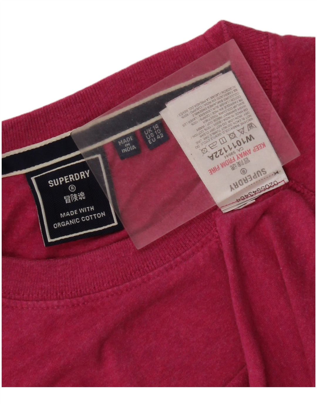 Superdry Damen T-Shirt Top UK 14 Large Rosa Baumwolle