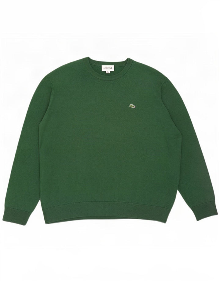 Lacoste Herren-Pullover mit U-Boot-Ausschnitt, Größe 7 2XL, grüne Wolle