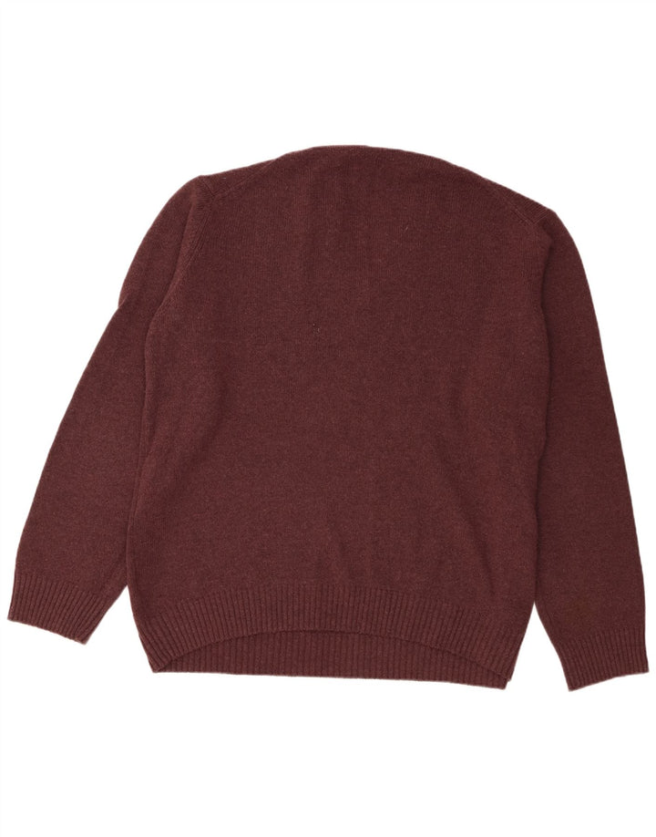 Marks & Spencer Herren-Pullover mit V-Ausschnitt, XL, burgunderrote Wolle