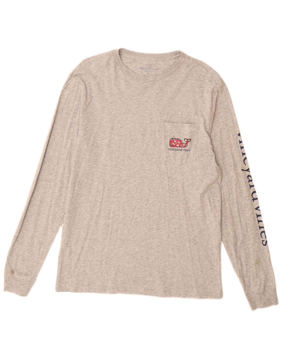 Vineyard Vines Herren-Grafik-Oberteil, langärmelig, klein, graue Baumwolle