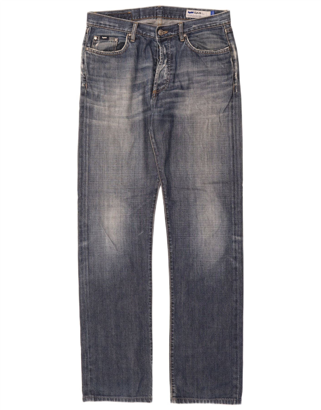 Gas Herren Straight Jeans W33 L34 Blaue Baumwolle