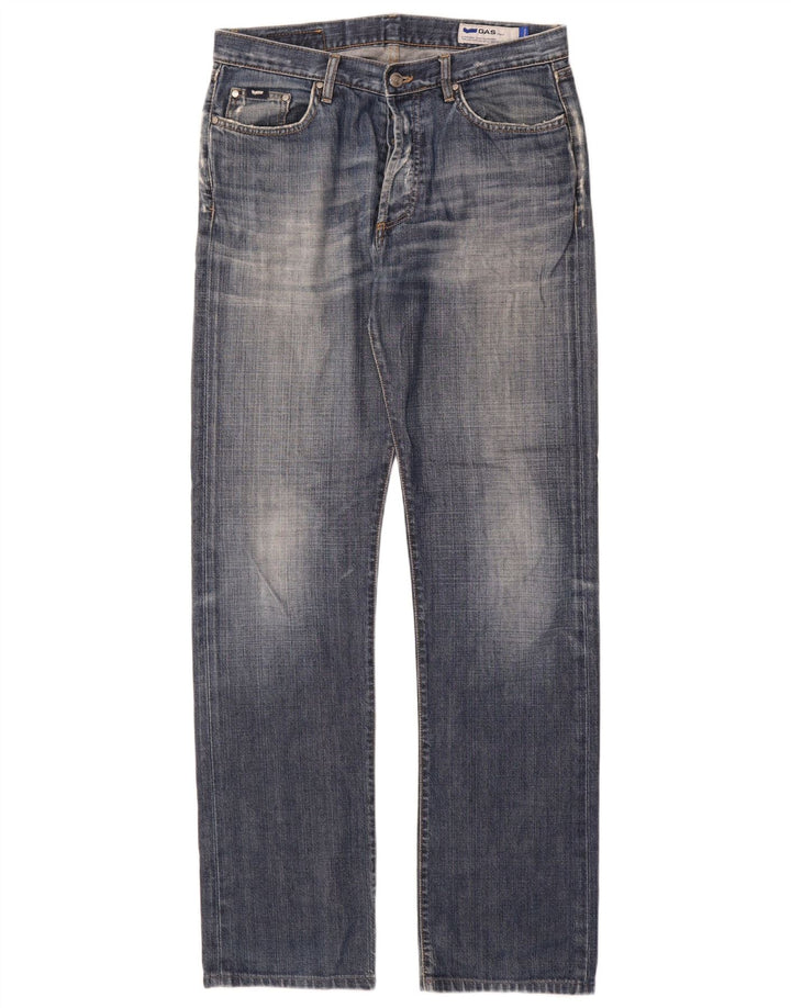 Gas Herren Straight Jeans W33 L34 Blaue Baumwolle