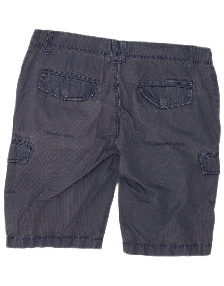 Calvin Klein Herren Cargo-Shorts W33 Mittelblaue Nadelstreifen-Baumwolle