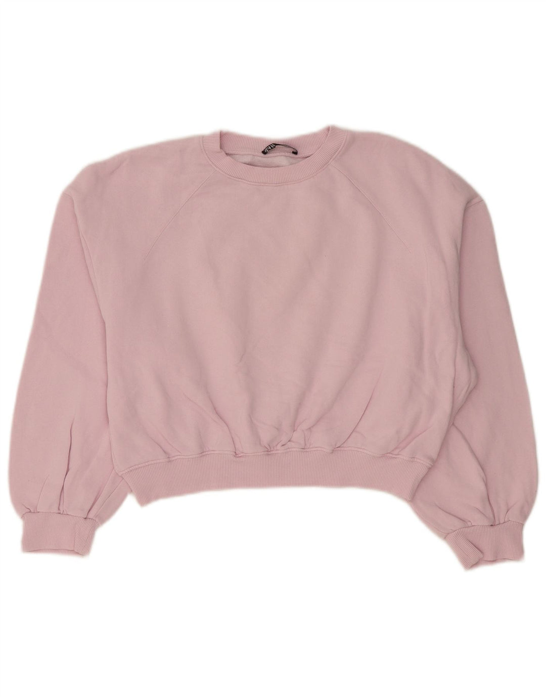 Zara Damen Crop Oversized Sweatshirt Pullover UK 10 Small Pink
