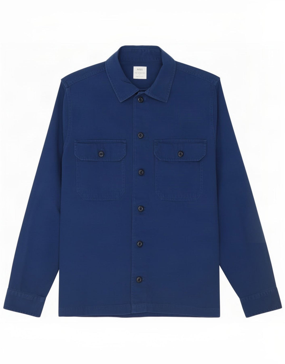 Marks & Spencer Herren-Overshirt-Hemd, groß, marineblaue Baumwolle