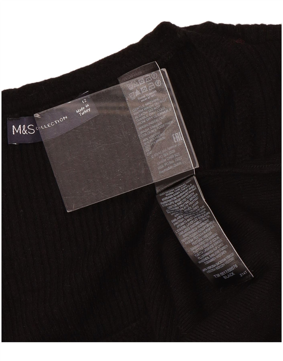 Marks & Spencer Damen-Pullover mit U-Boot-Ausschnitt, Gr. 12, mittlere schwarze Viskose