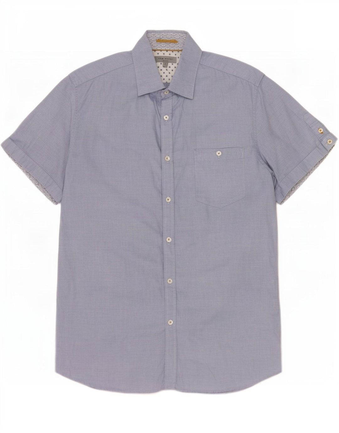 Ted Baker Herren-Kurzarmhemd, Größe 4, groß, blaue Baumwolle
