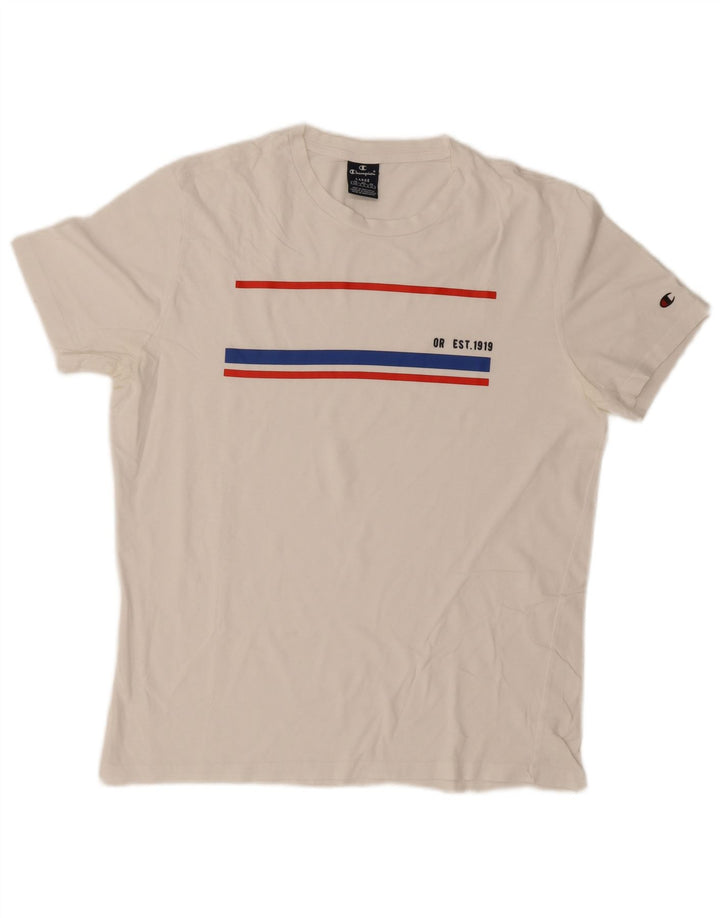 Champion Herren-T-Shirt mit Grafik, Größe L, Weiß