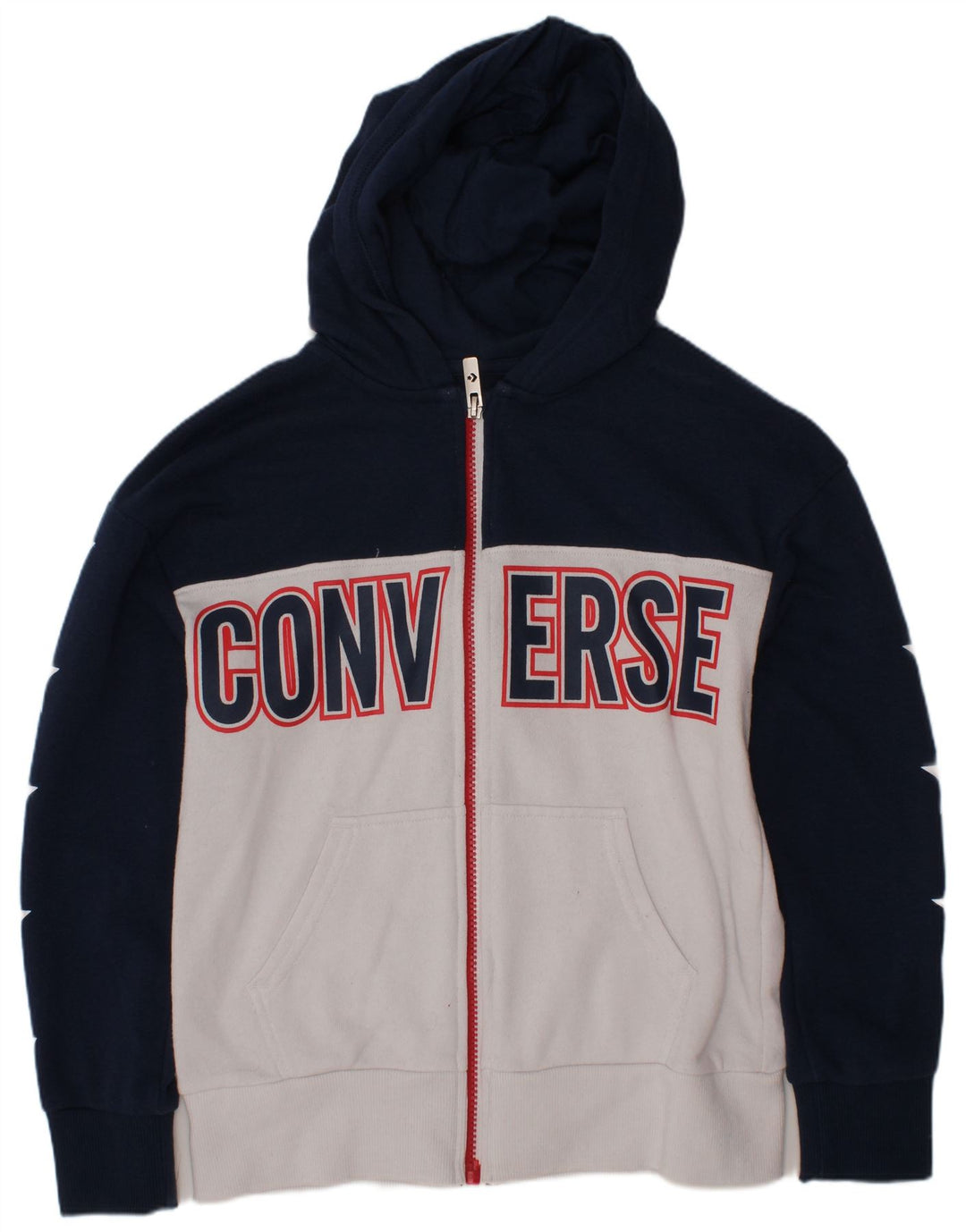 CONVERSE Kapuzenpullover mit Reißverschluss für Jungen, 8–9 Jahre, Größe S, Marineblau, Farbblock