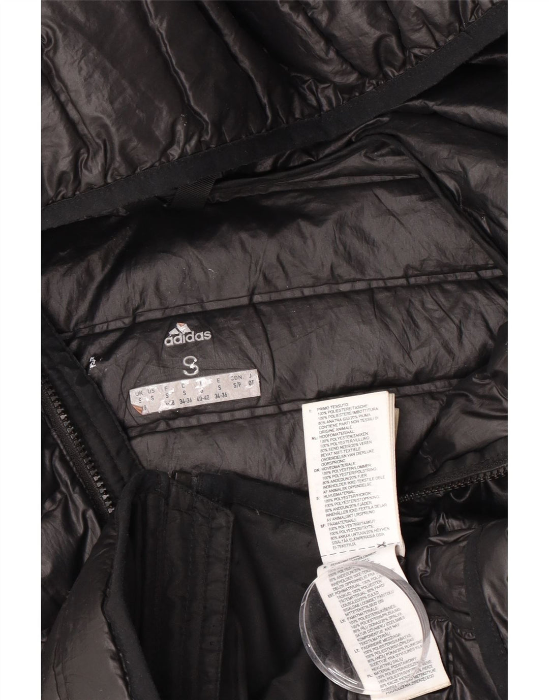 Adidas Damen-Jacke mit Kapuze, gepolstert, UK 8/10, Größe S, Schwarz, Polyester