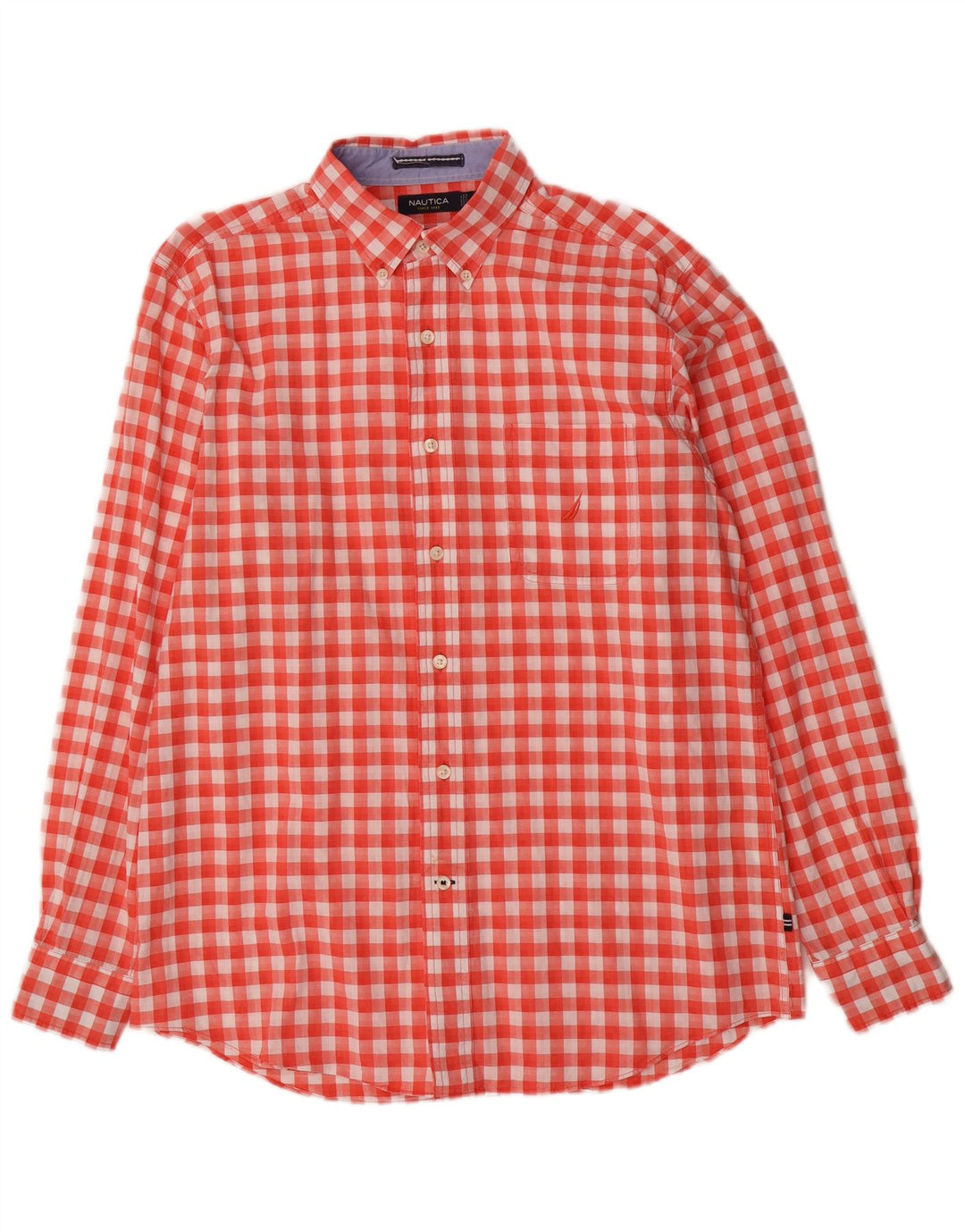 Nautica Herrenhemd aus mittelroter Gingham-Baumwolle
