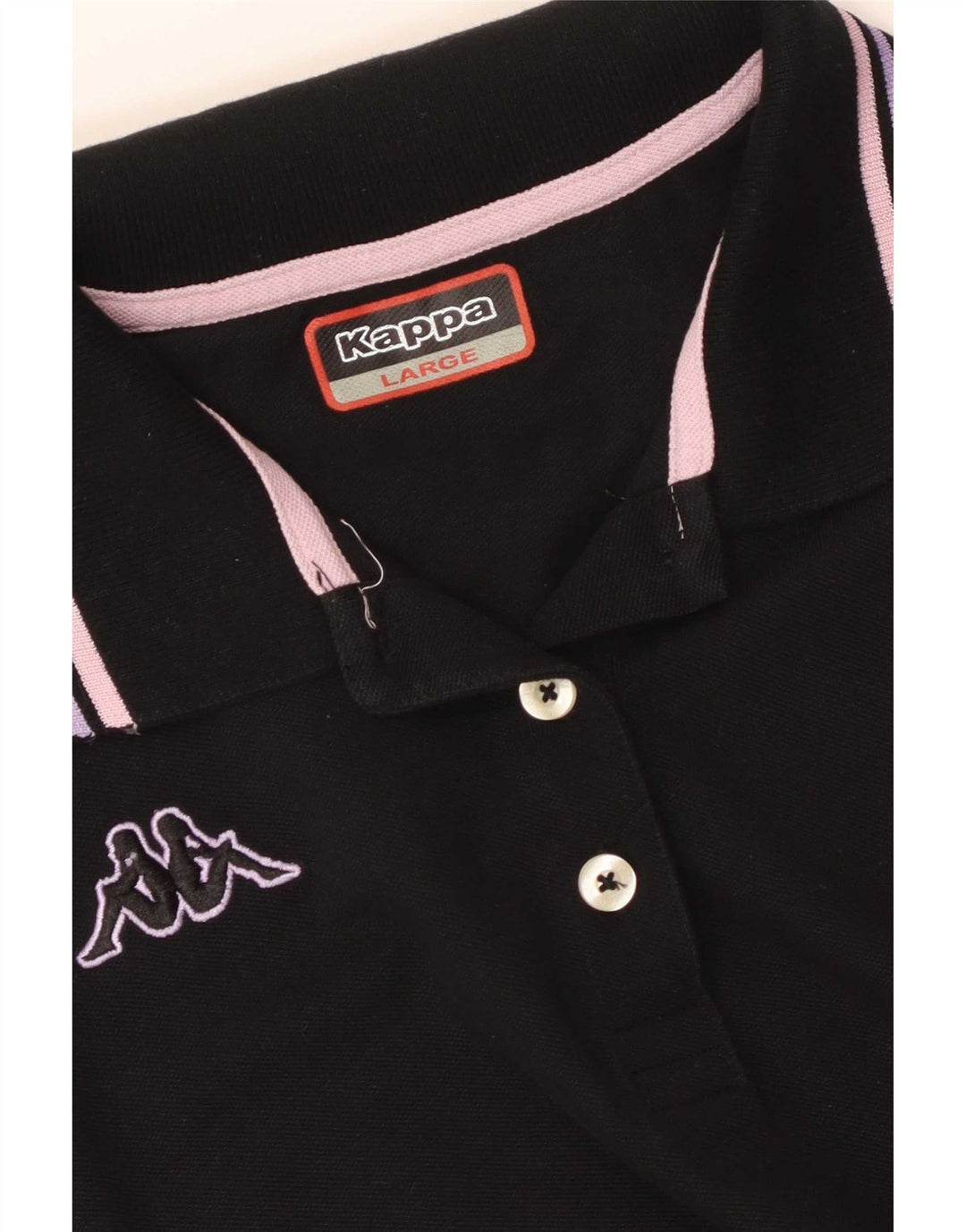 Kappa Damen Poloshirt UK 14 Large Schwarz Colourblock