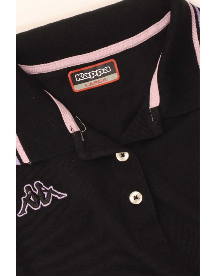 Kappa Damen Poloshirt UK 14 Large Schwarz Colourblock