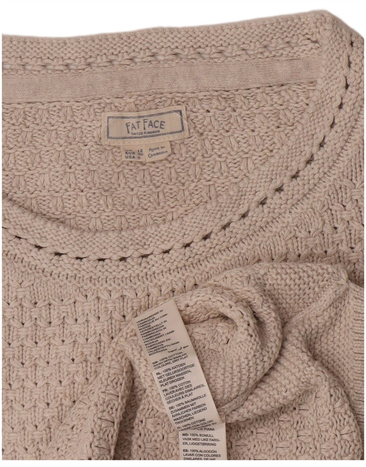Fat Face Damen-Pullover mit U-Boot-Ausschnitt, UK 12, mittelgraue Baumwolle