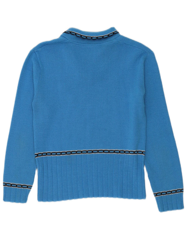 Vintage Damen Rollkragenpullover Pullover UK 14 Mittelblau Paisley