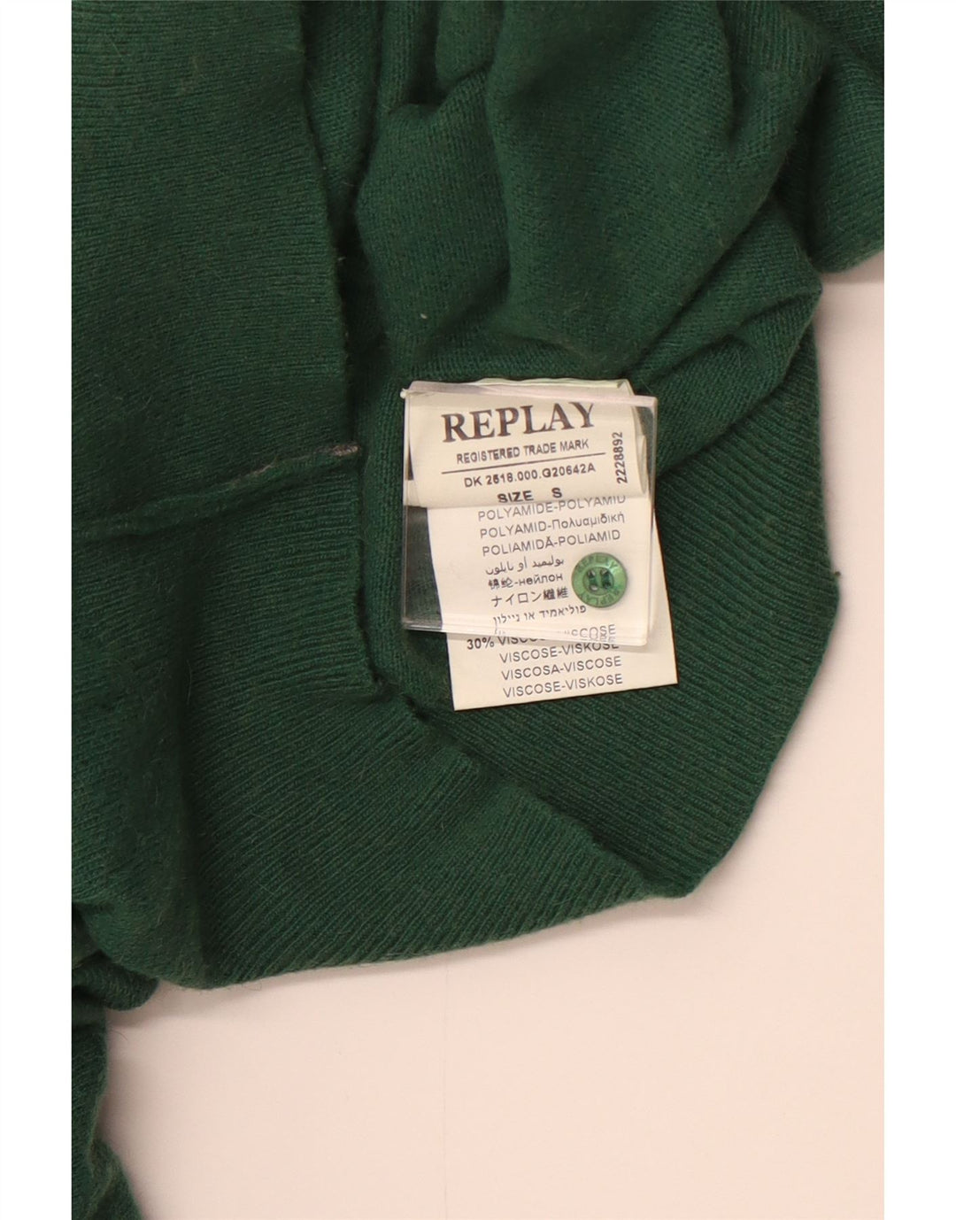 REPLAY Damen-Cardigan-Pullover UK 10 Small Grün Polyamid