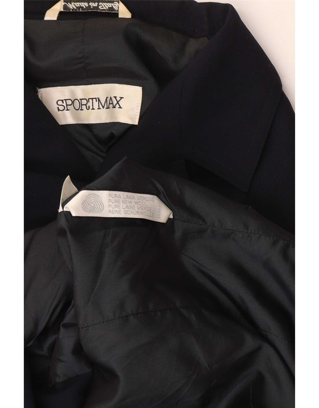 Sportmax Damen-Blazer-Jacke, UK 12, mittelmarineblaue Wolle