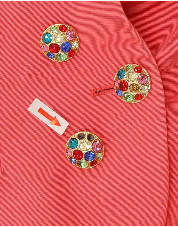 Louis Feraud Damen Kurzarm-Cardigan-Oberteil UK 14 Große rosa Baumwolle