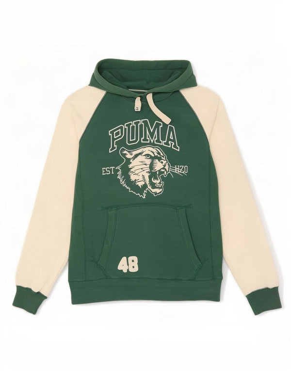 Puma Herren Graphic Hoodie Pullover Mittelgrüne Colourblock-Baumwolle