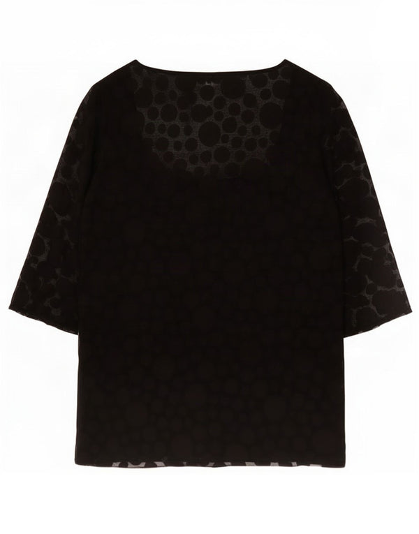 Marks & Spencer Damen Tunika-Oberteil mit 3/4-Ärmeln, UK 20 2XL, Schwarz gepunktet
