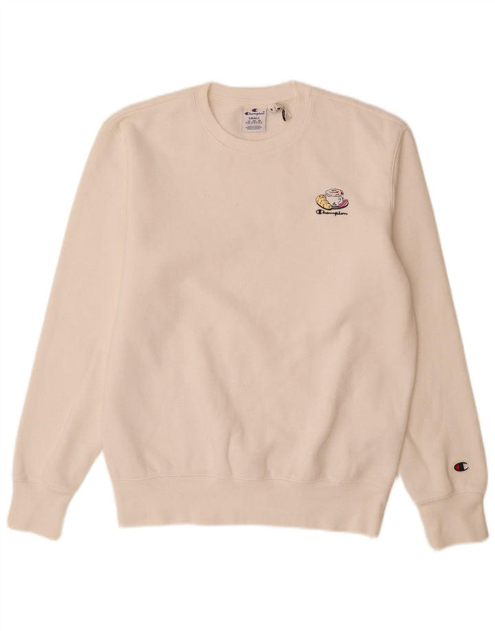 Champion Herren-Sweatshirt, Pullover, Größe S, weiße Baumwolle