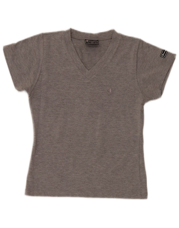 Champion Damen T-Shirt Top UK 8 Small Grau Baumwolle