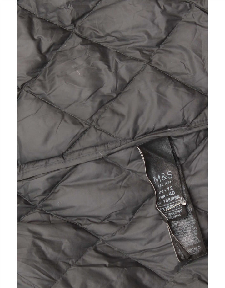 Marks & Spencer Damen Steppmantel UK 12 Mittelgraues Polyamid