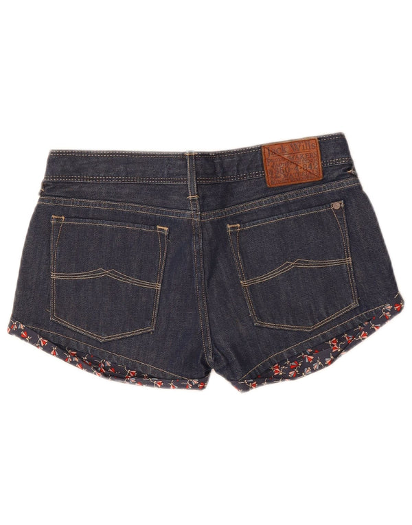 JACK WILLS Damen Jeansshorts UK 8 Small W28 Marineblau geblümt