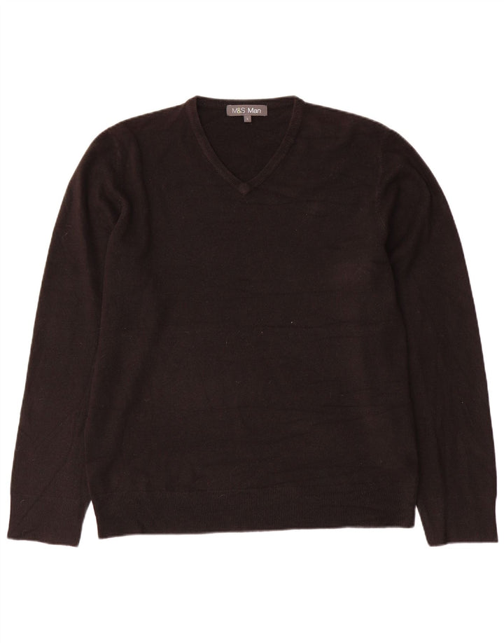 Marks & Spencer Herren-Pullover mit V-Ausschnitt, groß, Acryl, Schwarz