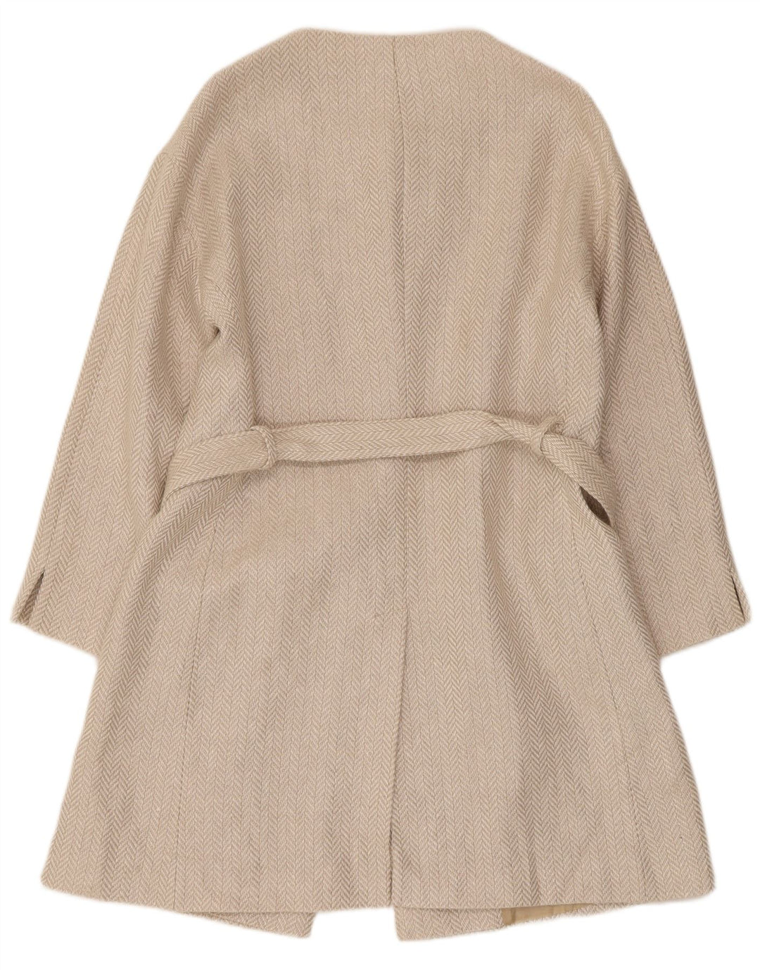 Elegance Damenmantel UK 12 Mittelbeige Herringbone-Leinen