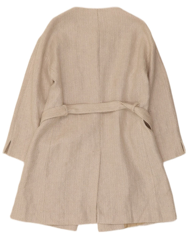 Elegance Damenmantel UK 12 Mittelbeige Herringbone-Leinen