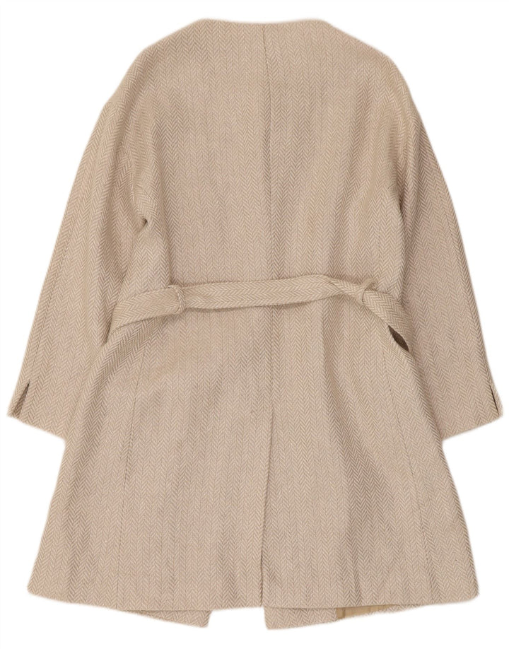 Elegance Damenmantel UK 12 Mittelbeige Herringbone-Leinen