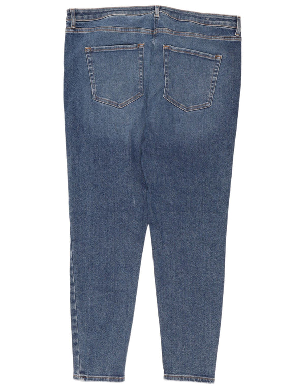 M&Co Damen kurze Röhrenjeans UK 18 XL W36 L27 Blaue Baumwolle