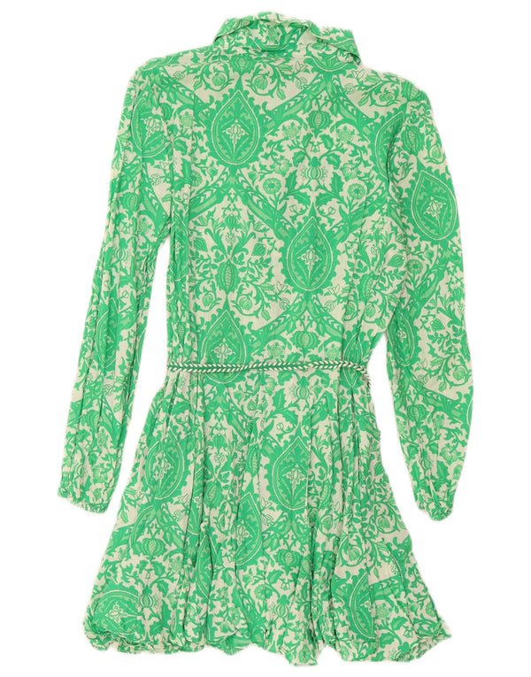 Zara Damen-Hemdkleid, Gr. 44, Größe L, grün, geblümt, Baumwolle