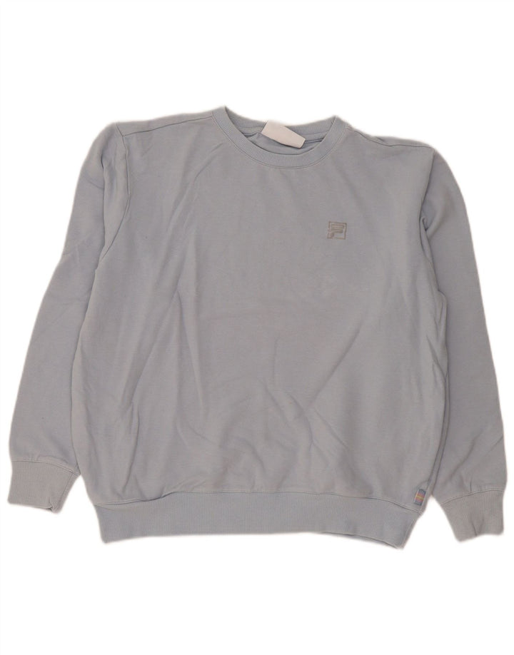 Fila Damen Sweatshirt Pullover UK 16 Large Blaue Baumwolle