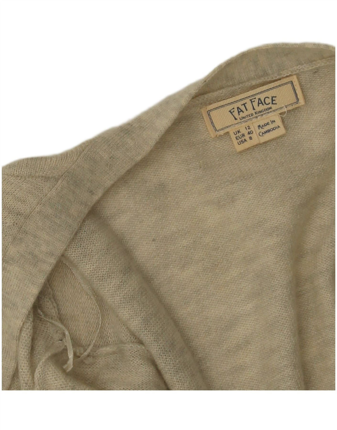 Fat Face Damen Longline Open Cardigan Pullover UK 12 Mittelgraue Wolle