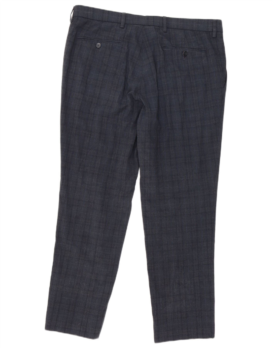 Marks & Spencer Herren-Anzughose in schmaler Passform, W36 L29, Marineblau kariert