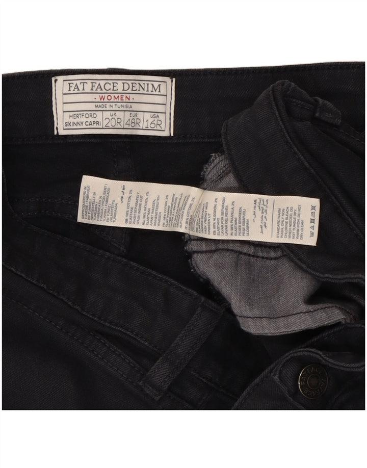 Fat Face Capri-Jeans für Damen, UK 20, 2XL, W40, L21, schwarze Baumwolle