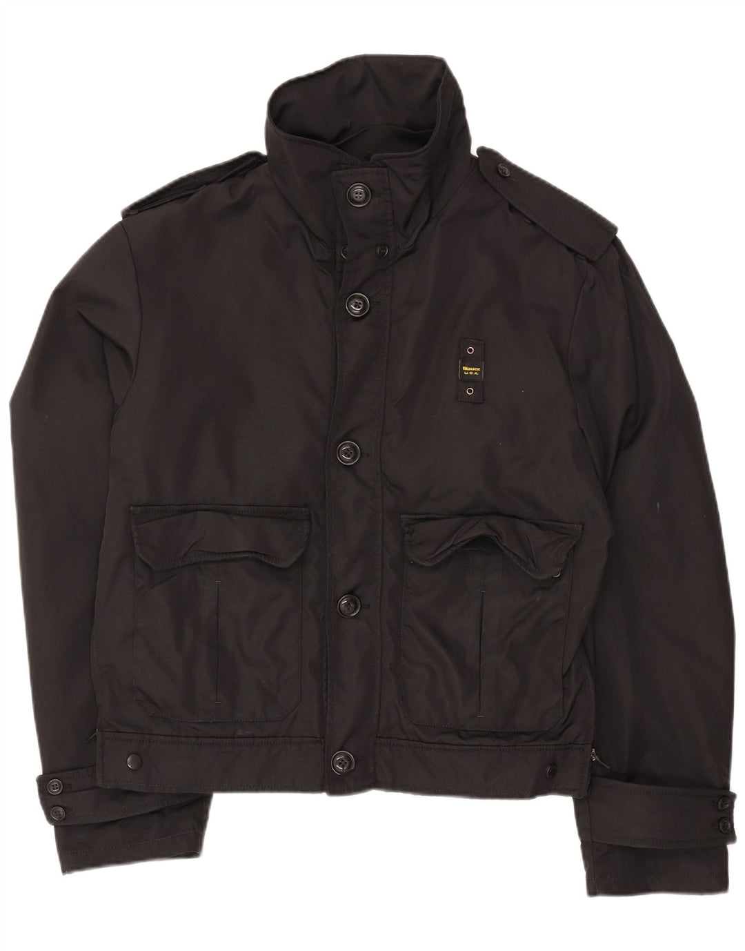 BLAUER Mens Military Jacket UK 40 Large Black Polyamide