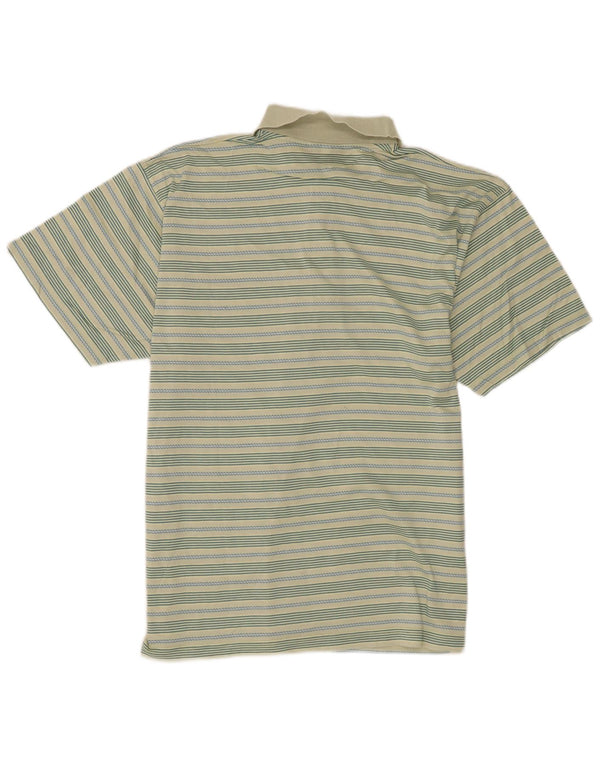 Marronetto Mens Polo Shirt Large Green Striped Cotton