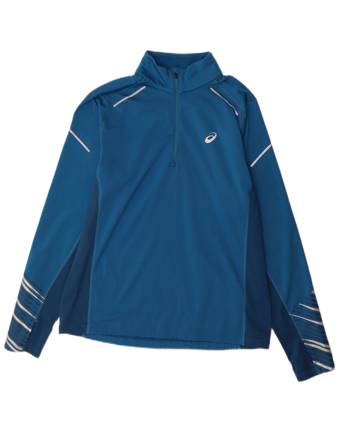 Asics Herren-Pullover-Trainingsanzugoberteil, groß, blau, Farbblock-Polyester, Sport