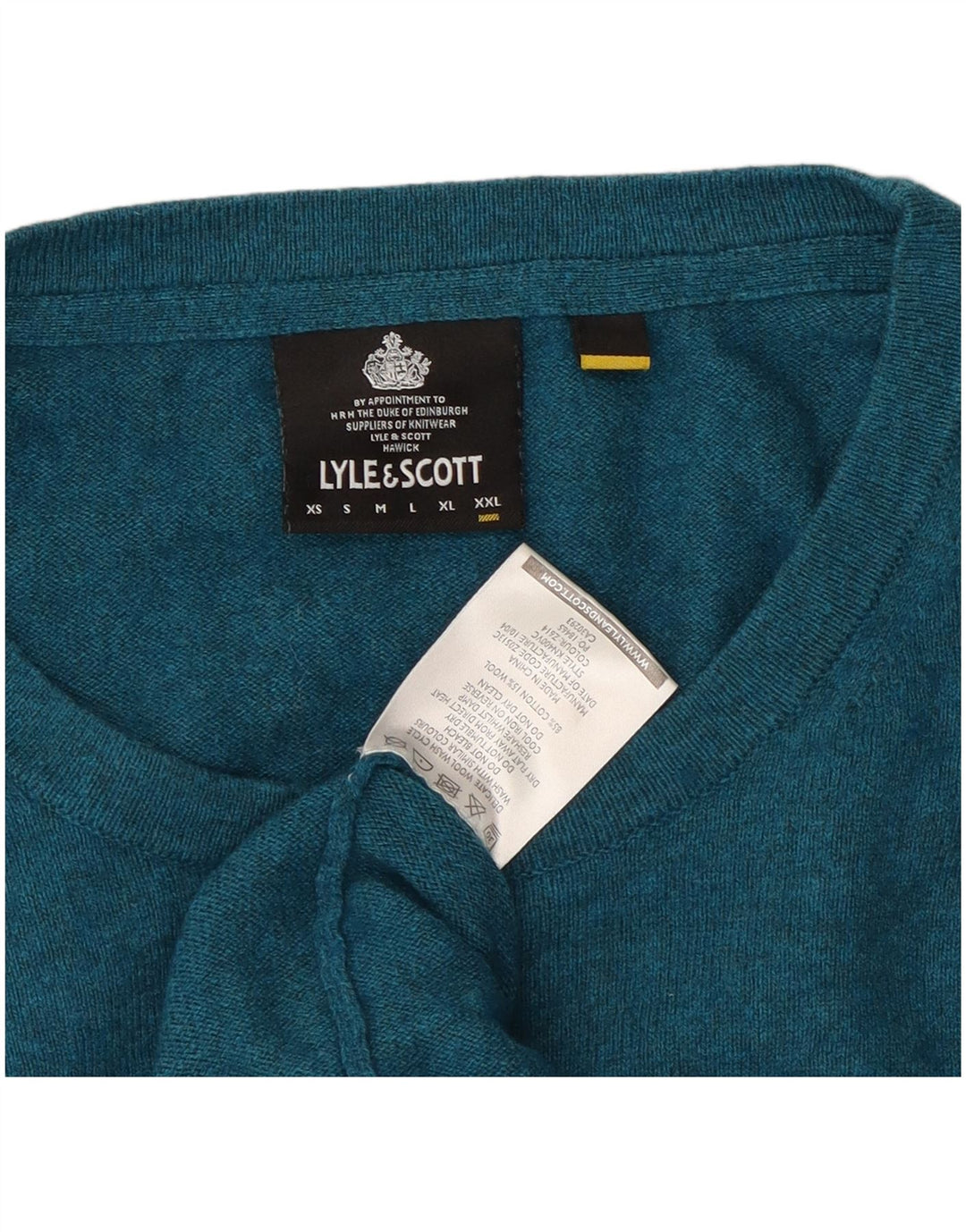 Lyle & Scott Herren-Pullover mit Rundhalsausschnitt, 2XL, blaue Baumwolle