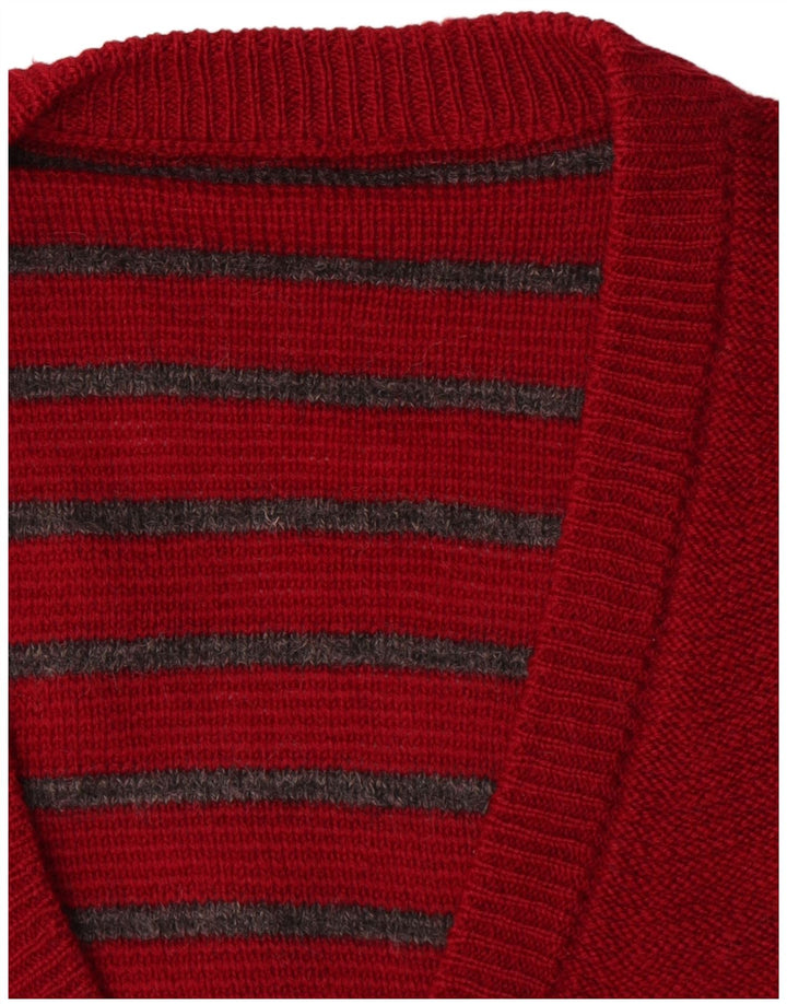 Vintage Herren-Cardigan-Pullover, groß, rot, Farbblock