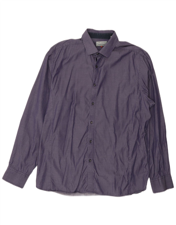 TED BAKER Herrenhemd Größe 17 XL Lila Baumwolle
