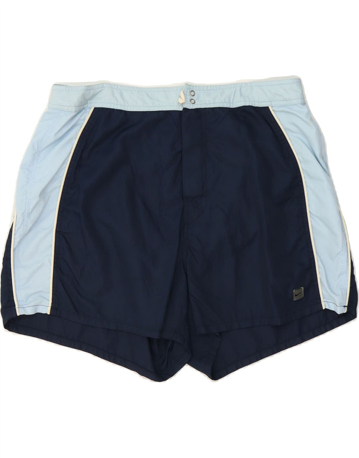 NIKE Mens Swimming Shorts Large  Navy Blue Colourblock Nylon Vintage Nike and Second-Hand Nike from Messina Hembry 