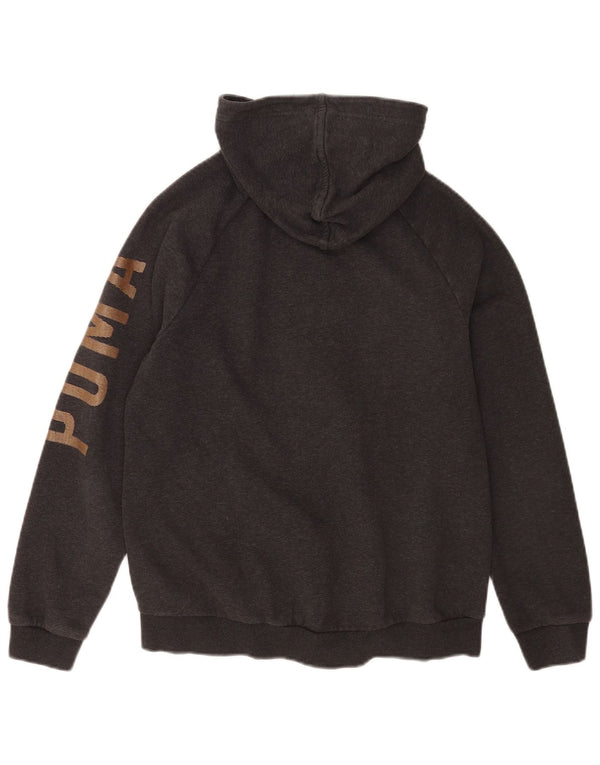 Puma Womens Graphic Zip Hoodie Pullover UK 14 Große graue Baumwolle